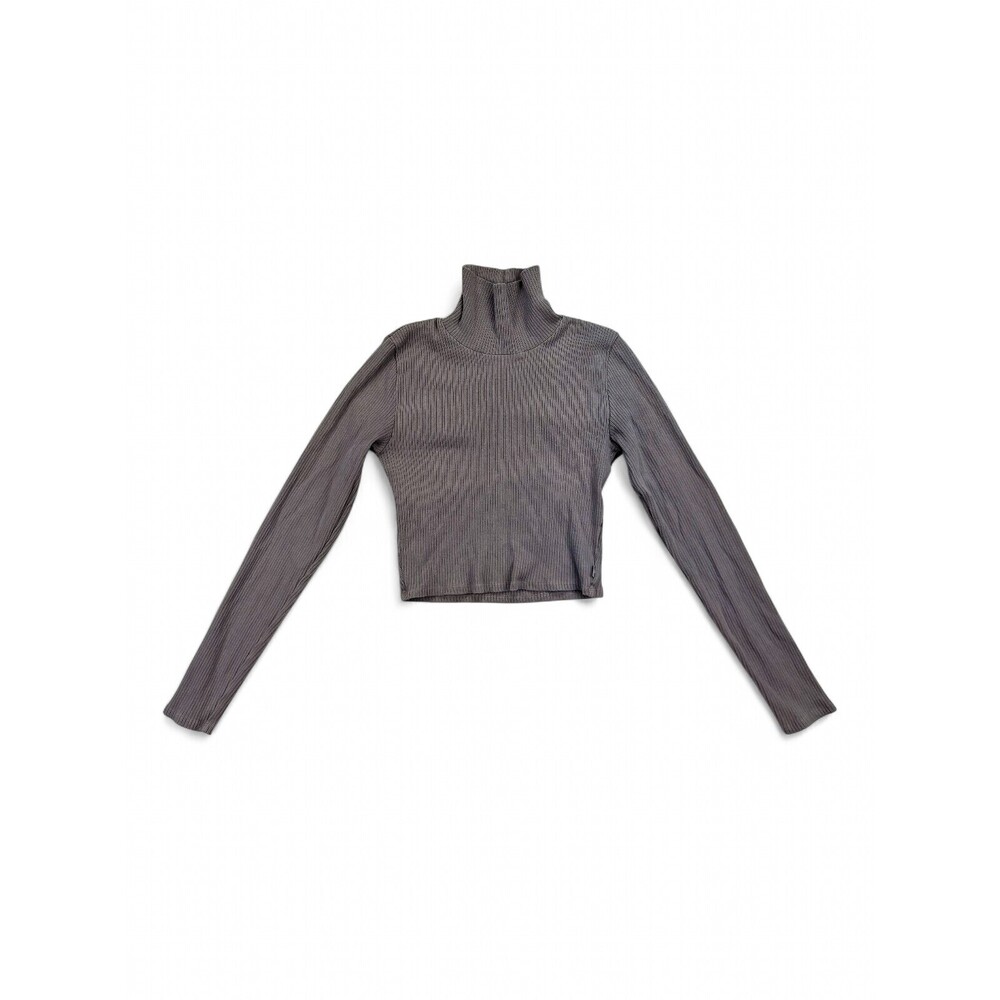 TNA Ribbed Turtleneck Crop Top - Long Sleeve L